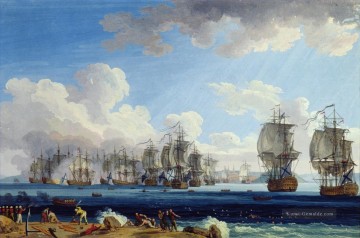 Kriegsschiff Seeschlacht Werke - Jacob Philipp Hackert die Schlacht von Cesme 1770 Seeschlachten